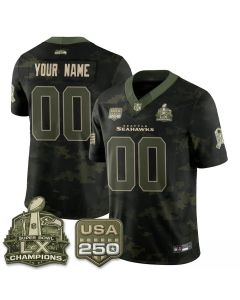 Men's Seattle Seahawks Camo 2026 Salute to Service Edition Vapor F.U.S.E. Limited Custom Jersey (Style 12)