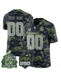 Men's Seattle Seahawks Camo 2026 Salute to Service Edition Vapor F.U.S.E. Limited Custom Jersey (Style 6)