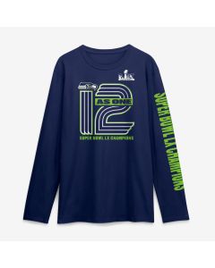 Men's Seattle Seahawks College Navy Super Bowl LX Champions Hometown On Top Long Sleeve T-Shirt (Navy)