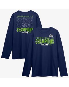 Men's Seattle Seahawks College Navy Super Bowl LX Champions Long Sleeve Roster T-Shirt (Navy)