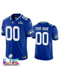 Men's Seattle Seahawks Custom Royal Super Bowl LX Vapor F.U.S.E. Vapor Limited Stitched Football Jersey