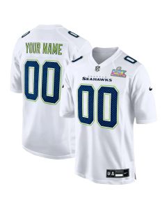 Men's Seattle Seahawks Custom White Super Bowl LX Patch Tundra Fashion Game Jersey