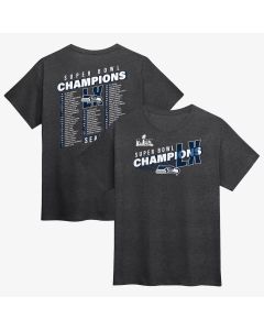Men's Seattle Seahawks Heather Charcoal Super Bowl LX Champions Best Teammates Roster T-Shirt (Charcoal)
