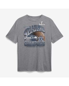 Men's Seattle Seahawks Heather Gray Super Bowl LX Champions Historic Win Tri-Blend T-Shirt (Gray)