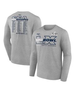Men's Seattle Seahawks Heather Gray Super Bowl LX Roster Long Sleeve T-Shirt
