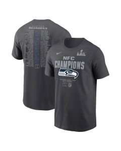 Men's Seattle Seahawks Nike Anthracite 2025 NFC Champions Roster T-Shirt (2025)