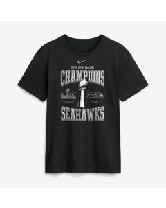 Men's Seattle Seahawks Black Super Bowl LX Champions Locker Room Trophy Collection Replica Tall T-Shirt (Black)