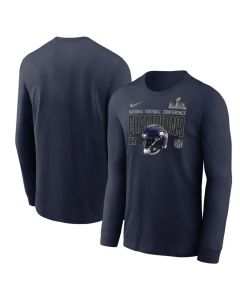 Men's Seattle Seahawks Nike College Navy 2025 NFC Champions Glory Shield Long Sleeve T-Shirt (Navy)