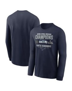 Men's Seattle Seahawks Nike College Navy 2025 NFC Champions Team Nation Long Sleeve T-Shirt (Navy)
