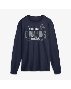 Men's Seattle Seahawks Nike College Navy Super Bowl LX Champions Going Yard Long Sleeve T-Shirt (Navy)