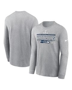 Men's Seattle Seahawks Nike Heather Gray 2025 NFC Champions Locker Room Trophy Collection Long Sleeve T-Shirt (Gray)