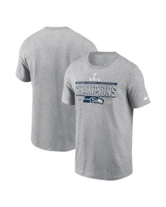 Men's Seattle Seahawks Nike Heather Gray 2025 NFC Champions Locker Room Trophy Collection T-Shirt (Gray)