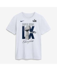 Men's Seattle Seahawks Nike White Super Bowl LX Champions Lombardi Trophy T-Shirt (White)