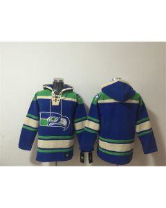 Men's Seattle Seahawks Royal Ageless Must-Have Lace-Up Pullover Hoodie (Royal)