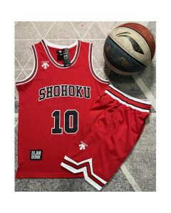 Men's Shohoku #10 Sakuragi Hanamichi Red Stitched Basketball Jersey And Shorts Suit