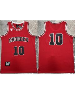 Men's Shohoku #10 Sakuragi Hanamichi Red Stitched Basketball Jersey