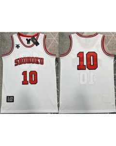 Men's Shohoku #10 Sakuragi Hanamichi White Stitched Basketball Jersey