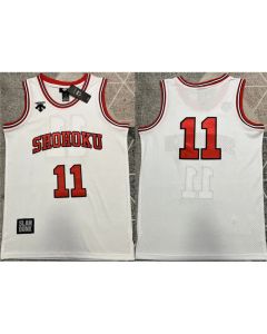 Men's Shohoku #11 Kaede Rukawa White Stitched Basketball Jersey