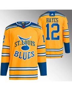 Men's St. Louis Blues #12 Kevin Hayes Yellow 2022-23 Reverse Retro Stitched Jersey