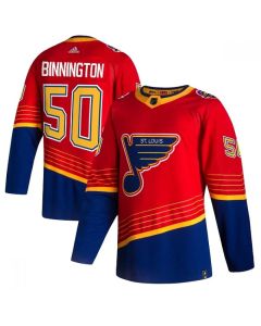 Men's St. Louis Blues #50 Jordan Binnington 2021 Red Reverse Retro Stitched Jersey