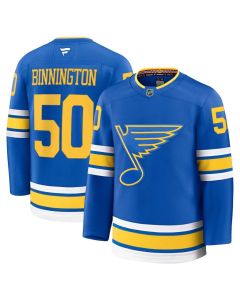 Men's St. Louis Blues #50 Jordan Binnington Blue 2025 Stitched Hockey Premium Jersey