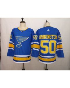 Men's St. Louis Blues #50 Jordan Binnington Blue Stitched NHL Jersey