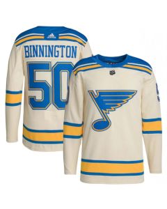 Men's St. Louis Blues #50 Jordan Binnington Cream 2022 Winter Classic Stitched Jersey