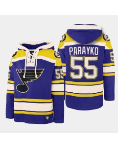 Men's St. Louis Blues #55 Colton Parayko Blue Ageless Must-Have Lace-Up Pullover Hoodie (Blue)