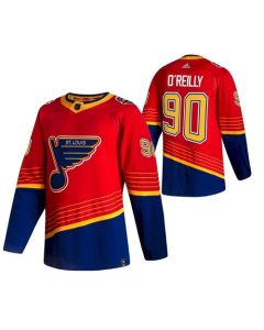 Men's St. Louis Blues #90 Ryan O'Reilly 2021 Red Reverse Retro Stitched Jersey