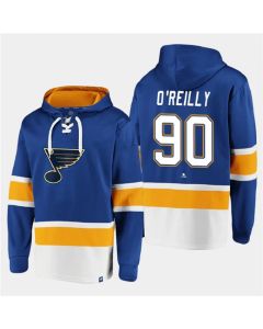 Men's St. Louis Blues #90 Ryan O'Reilly Blue Ageless Must-Have Lace-Up Pullover Hoodie