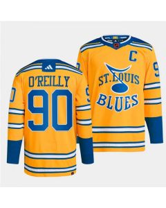 Men's St. Louis Blues #90 Ryan O'Reilly Yellow 2022-23 Reverse Retro Stitched Jersey