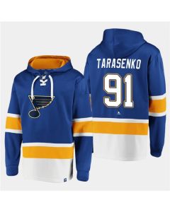 Men's St. Louis Blues #91 Vladimir Tarasenko Blue Ageless Must-Have Lace-Up Pullover Hoodie