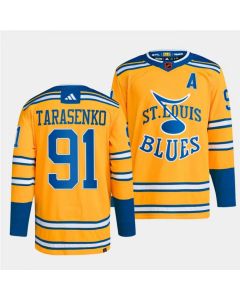 Men's St. Louis Blues #91 Vladimir Tarasenko Yellow 2022-23 Reverse Retro Stitched Jersey