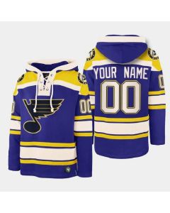 Men's St. Louis Blues Active Player Custom Blue Ageless Must-Have Lace-Up Pullover Hoodie (Blue)