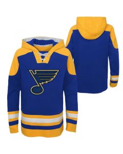 Men's St. Louis Blues Blank Blue Ageless Must-Have Lace-Up Pullover Hoodie