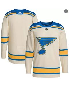 Men's St. Louis Blues Blank Cream 2022 Winter Classic Stitched Jersey