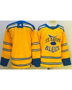 Men's St. Louis Blues Blank Yellow 2022-23 Reverse Retro Stitched Jersey