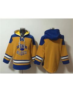 Men's St. Louis Blues Blank Yellow Ageless Must-Have Lace-Up Pullover Hoodie