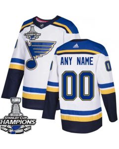 Men's St. louis Blues White 2019 Stanley Cup Champions Custom Name Number Size Stitched NHL Jersey