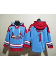 Men's St.Louis Cardinals #1 Ozzie Smith Blue Ageless Must-Have Lace-Up Pullover Hoodie
