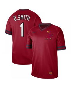 Men's St. Louis Cardinals #1 Ozzie Smith Red Cooperstown Collection Legend Stitched MLB Jersey