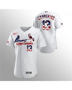 Men's St. Louis Cardinals #13 Matt Carpenter White 2020 Stars & Stripes Flex Base Stitched Jersey