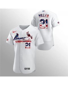 Men's St. Louis Cardinals #21 Andrew Miller White 2020 Stars & Stripes Flex Base Stitched Jersey