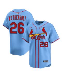 Men's St. Louis Cardinals #26 JJ Wetherholt Light Blue Alternate Limited Stitched Baseball Jersey
