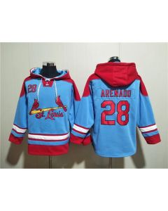 Men's St.Louis Cardinals #28 Nolan Arenado Blue Ageless Must-Have Lace-Up Pullover Hoodie