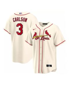 Men's St. Louis Cardinals #3 Dylan Carlson Cream Cool Base Stitched Jersey