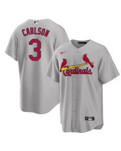 Men's St. Louis Cardinals #3 Dylan Carlson Grey Cool Base Stitched Jersey