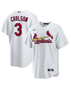 Men's St. Louis Cardinals #3 Dylan Carlson White Cool Base Stitched Jersey