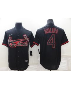Men's St. Louis Cardinals #4 Yadier Molina Black shadow Cool Base Stitched Jersey