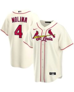Men's St. Louis Cardinals #4 Yadier Molina Cream Cool Base Stitched Jersey